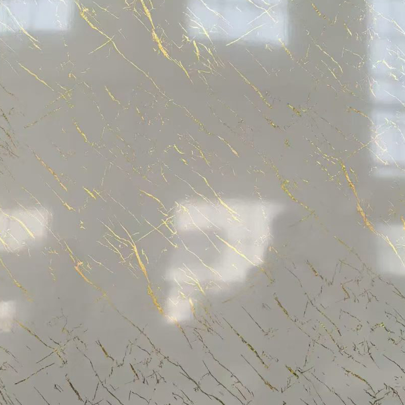 Flekkbestandig White Gold Vein UV Marmor Sheet for Living Room Accent Wall